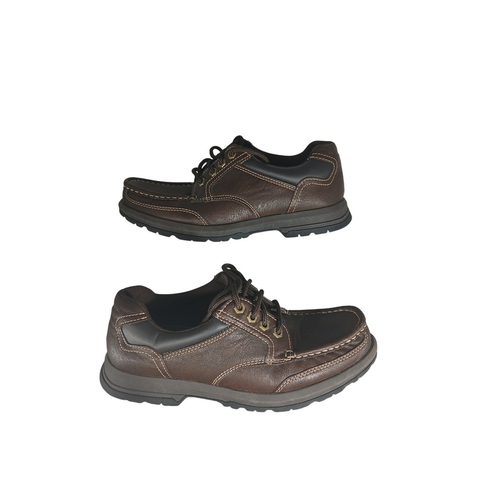 Thom McAn Mens KC TRAIN Brown Moc Toe Lace Up Oxford Shoes Size 7.5M‎ 56305